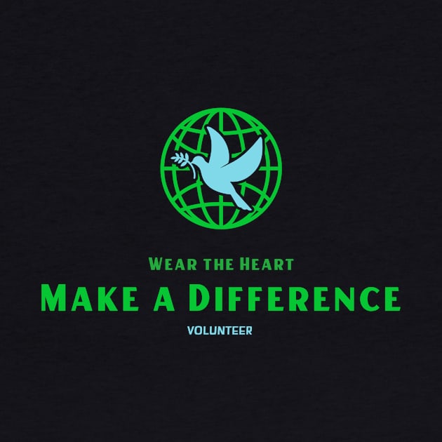 Make a Difference, Wear the Heart Volunteering by VOIX Designs